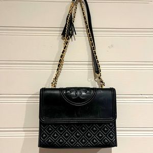 Tory Burch Black Small Fleming Convertible Shoulder Bag
